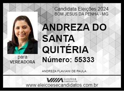 Candidato ANDREZA DO SANTA QUITÉRIA 2024 - BOM JESUS DA PENHA - Eleições