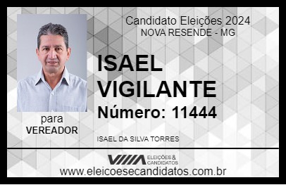 Candidato ISAEL VIGILANTE 2024 - NOVA RESENDE - Eleições