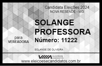 Candidato SOLANGE PROFESSORA 2024 - NOVA RESENDE - Eleições