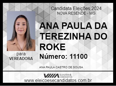 Candidato ANA PAULA DA TEREZINHA DO ROKE 2024 - NOVA RESENDE - Eleições