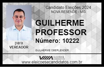 Candidato GUILHERME PROFESSOR 2024 - NOVA RESENDE - Eleições