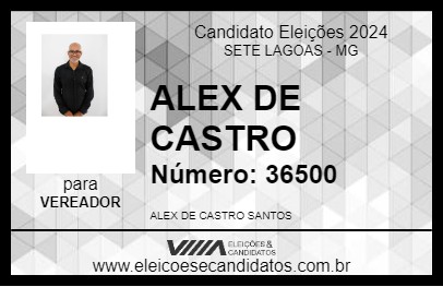 Candidato ALEX DE CASTRO 2024 - SETE LAGOAS - Eleições