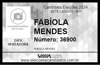 Candidato FABÍOLA MENDES 2024 - SETE LAGOAS - Eleições