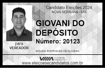 Candidato GIOVANI DO DEPÓSITO 2024 - NOVA SERRANA - Eleições