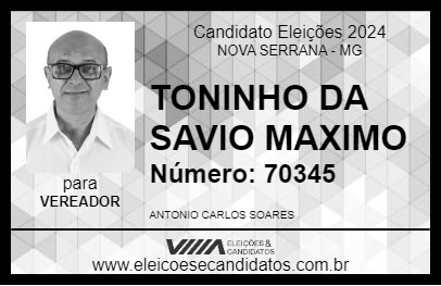 Candidato TONINHO DA SAVIO MAXIMO 2024 - NOVA SERRANA - Eleições