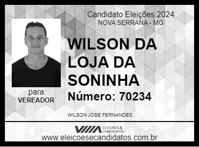 Candidato WILSON DA LOJA DA SONINHA 2024 - NOVA SERRANA - Eleições