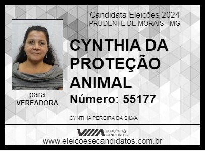 Candidato CYNTHIA DA PROTEÇÃO ANIMAL 2024 - PRUDENTE DE MORAIS - Eleições