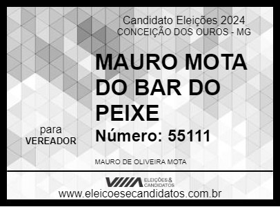 Candidato MAURO MOTA DO BAR DO PEIXE 2024 - CONCEIÇÃO DOS OUROS - Eleições