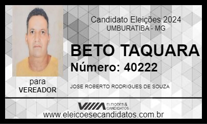 Candidato BETO TAQUARA 2024 - UMBURATIBA - Eleições