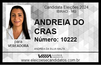 Candidato ANDREIA DO CRAS 2024 - IBIRACI - Eleições