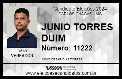 Candidato JUNIO TORRES DUIM 2024 - CARLOS CHAGAS - Eleições