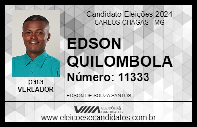 Candidato EDSON QUILOMBOLA 2024 - CARLOS CHAGAS - Eleições