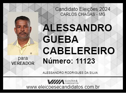 Candidato ALESSANDRO GUEBA CABELEREIRO 2024 - CARLOS CHAGAS - Eleições