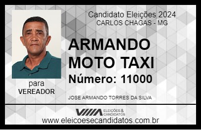 Candidato ARMANDO MOTO TAXI 2024 - CARLOS CHAGAS - Eleições