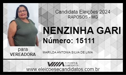 Candidato NENZINHA GARI 2024 - RAPOSOS - Eleições