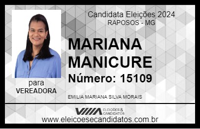 Candidato MARIANA MANICURE 2024 - RAPOSOS - Eleições