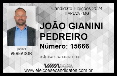 Candidato JOÃO GIANINI PEDREIRO 2024 - ITAPEVA - Eleições