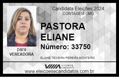 Candidato PASTORA ELIANE 2024 - CONTAGEM - Eleições