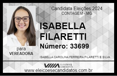 Candidato ISABELLA FILARETTI 2024 - CONTAGEM - Eleições