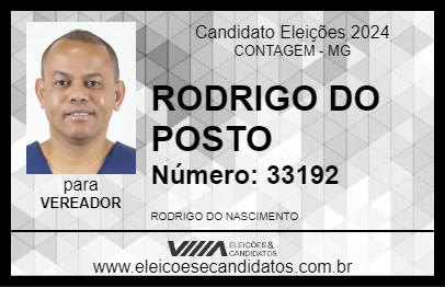 Candidato RODRIGO DO POSTO 2024 - CONTAGEM - Eleições