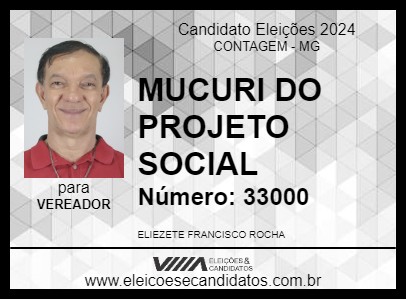 Candidato MUCURI DO PROJETO SOCIAL 2024 - CONTAGEM - Eleições