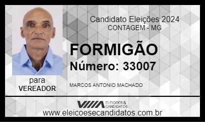 Candidato FORMIGÃO 2024 - CONTAGEM - Eleições