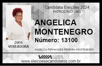 Candidato ANGELICA MONTENEGRO 2024 - PATROCÍNIO - Eleições