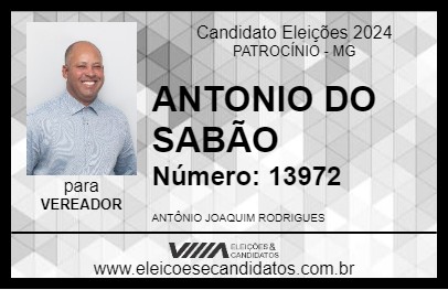 Candidato ANTONIO DO SABÃO 2024 - PATROCÍNIO - Eleições