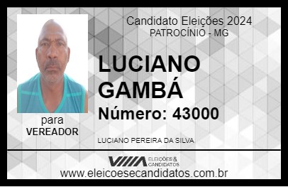 Candidato LUCIANO GAMBÁ 2024 - PATROCÍNIO - Eleições