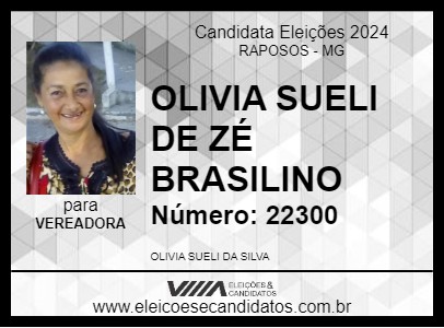 Candidato OLIVIA SUELI DE ZÉ BRASILINO 2024 - RAPOSOS - Eleições