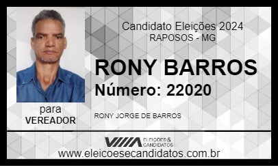 Candidato RONY BARROS 2024 - RAPOSOS - Eleições