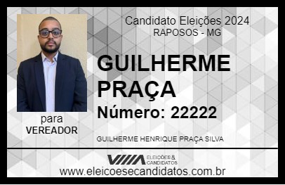 Candidato GUILHERME PRAÇA 2024 - RAPOSOS - Eleições