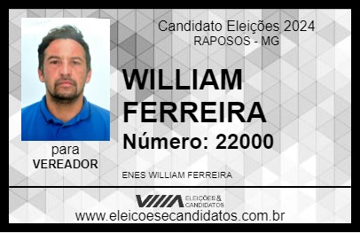 Candidato WILLIAM FERREIRA 2024 - RAPOSOS - Eleições