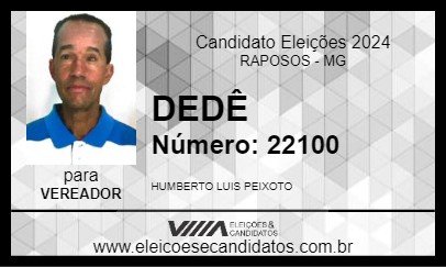 Candidato DEDÊ 2024 - RAPOSOS - Eleições