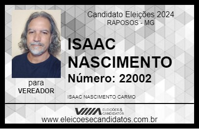 Candidato ISAAC NASCIMENTO 2024 - RAPOSOS - Eleições