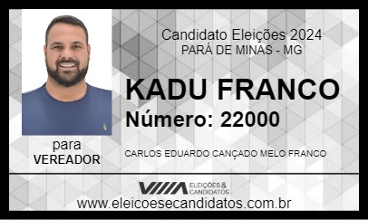 Candidato KADU FRANCO 2024 - PARÁ DE MINAS - Eleições