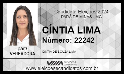 Candidato CÍNTIA LIMA 2024 - PARÁ DE MINAS - Eleições