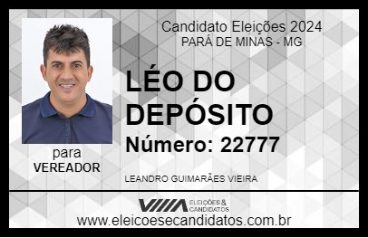 Candidato LÉO DO DEPÓSITO 2024 - PARÁ DE MINAS - Eleições