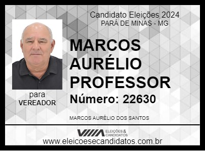 Candidato MARCOS AURÉLIO PROFESSOR 2024 - PARÁ DE MINAS - Eleições