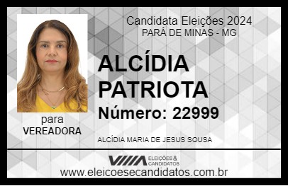 Candidato ALCÍDIA PATRIOTA 2024 - PARÁ DE MINAS - Eleições