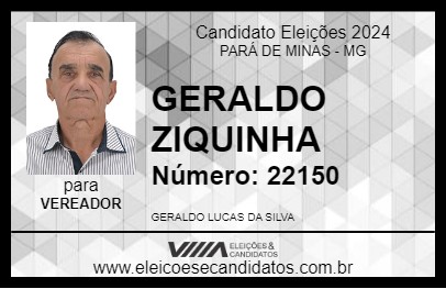 Candidato GERALDO ZIQUINHA 2024 - PARÁ DE MINAS - Eleições