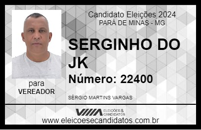 Candidato SERGINHO DO JK 2024 - PARÁ DE MINAS - Eleições