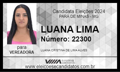 Candidato LUANA LIMA 2024 - PARÁ DE MINAS - Eleições