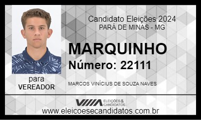 Candidato MARQUINHO 2024 - PARÁ DE MINAS - Eleições