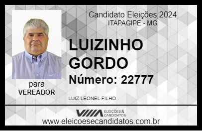 Candidato LUIZINHO GORDO 2024 - ITAPAGIPE - Eleições