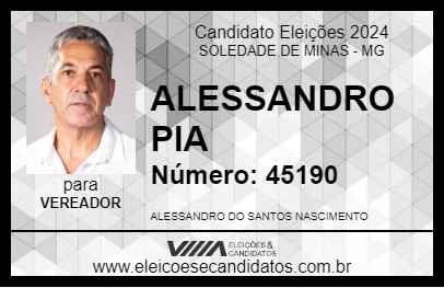 Candidato ALESSANDRO PIA 2024 - SOLEDADE DE MINAS - Eleições