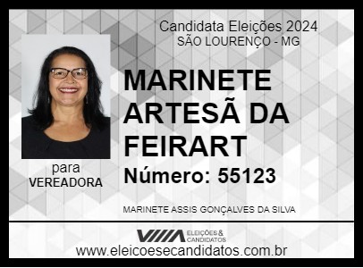 Candidato MARINETE ARTESÃ DA FEIRART 2024 - SÃO LOURENÇO - Eleições