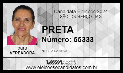 Candidato PRETA 2024 - SÃO LOURENÇO - Eleições