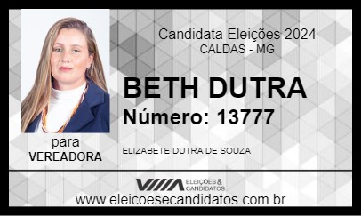 Candidato BETH DUTRA 2024 - CALDAS - Eleições