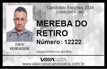 Candidato MEREBA DO RETIRO 2024 - CARBONITA - Eleições